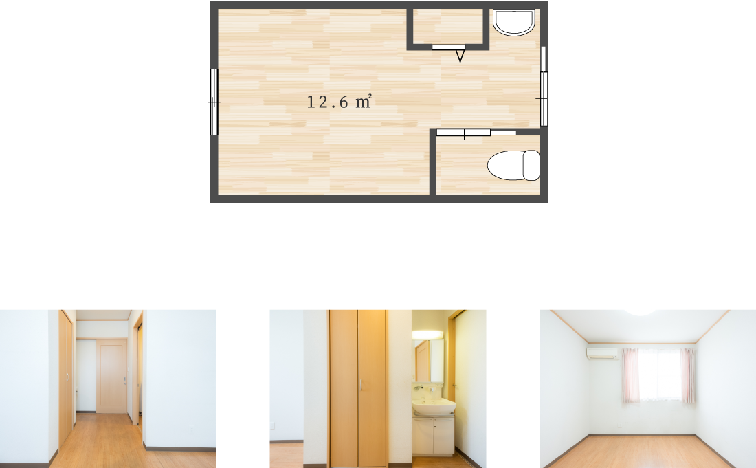 住まいる万倍の部屋のタイプは２つ。こちらはBタイプです。Aタイプよりはコンパクトです。